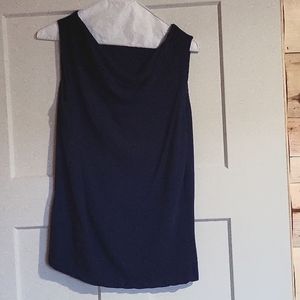 Navy Cowl Neck Sleeveless Shirt